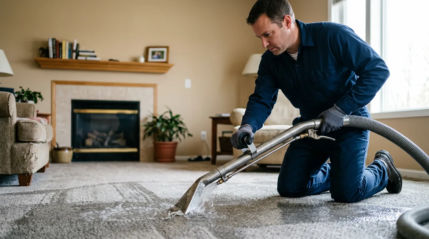 Water damage restoration technician working near Lancaster, MO